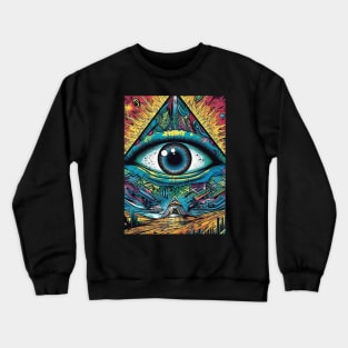 All Seeing Eye The Psychedelic Reality of Our Time Crewneck Sweatshirt